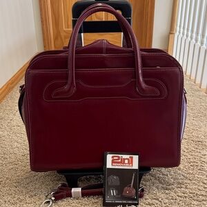 McKlein Willowbrook Elegant Leather Detachable-Wheeled Laptop Case Travel Bag